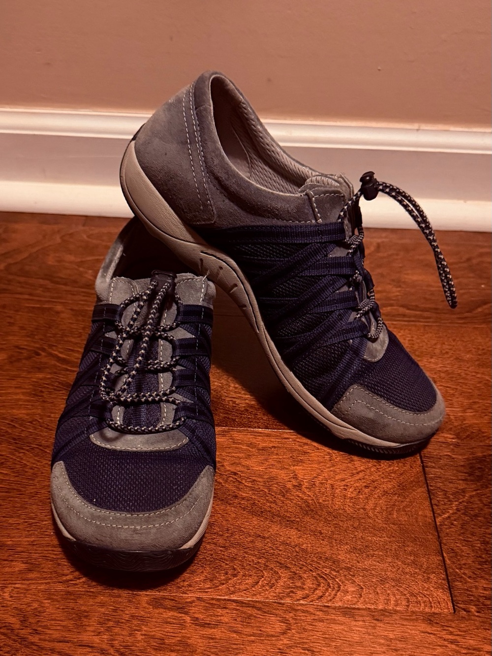 Dansko Navy and Gray Slip-On Lace Sneakers